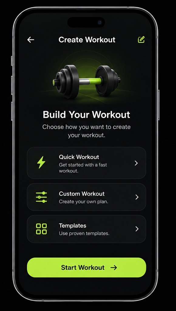 Create Workout screen